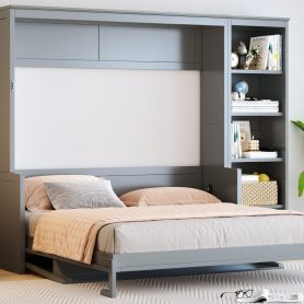 Queen Size Murphy Bed With Desk And Bookshelf