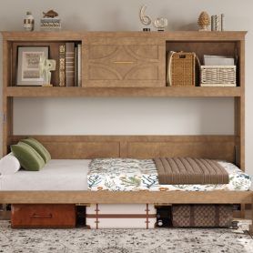 Twin Size Murphy Bed with Charging Station and a Drawer