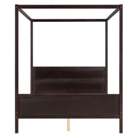 Queen Size Canopy Bed with Headboard and Footboard, Slat Support Leg