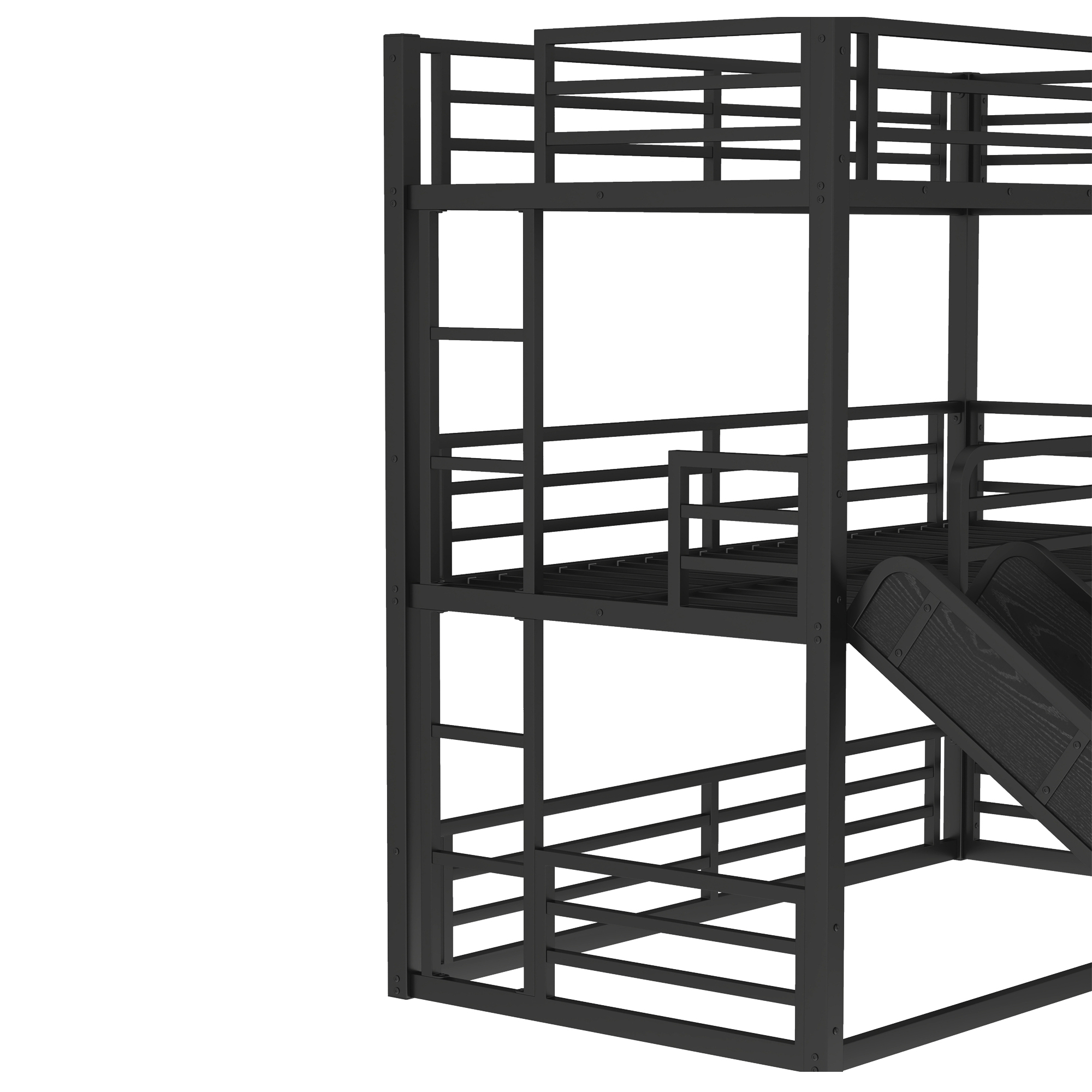 Metal Twin Xl Over Twin Xl Over Twin Xl Bunk Bed With Slide, and Safety Guardrails 9 Metal Twin Xl Over Twin Xl Over Twin Xl Bunk Bed With Slide, and Safety Guardrails