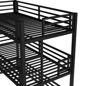 Metal Twin XL Over Twin XL Over Twin XL Bunk Bed With Safety Guardrails