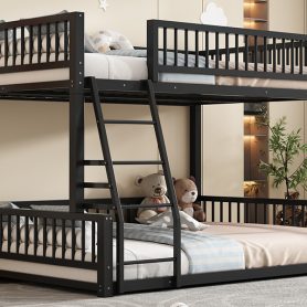Full XL over Queen Floor Bunk Bed Frame with Ladder and Safety Guardrails 28 Full XL over Queen Floor Bunk Bed Frame with Ladder and Safety Guardrails