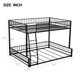 Full XL over Queen Floor Bunk Bed Frame with Ladder and Safety Guardrails 29 Full XL over Queen Floor Bunk Bed Frame with Ladder and Safety Guardrails