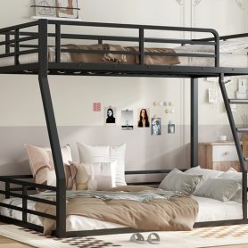 Metal Twin Over Full Floor Bunk Bed Frame For Kids, Teens, Adults