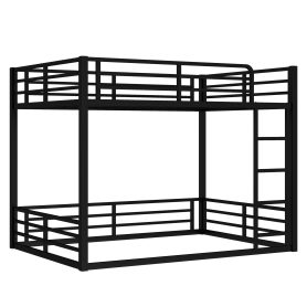 Metal Full Over Full Floor Bunk Bed Frame For Kids, Teens, Adults