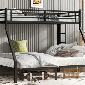 Metal Twin XL over Queen Bunk Bed for Teens and Adults, Black 30 Metal Twin XL over Queen Bunk Bed for Teens and Adults, Black