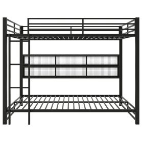 Metal Queen Over Queen Bunk Bed With Storage Cabinets And LED
