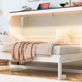 Twin Size Murphy Bed With LED Light, Can Be Folded Into A Cabinet, Hidden Wall Bed Cabinet