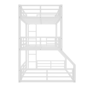 Metal Twin Over Twin Over Full Bunk Bed With Safety Guardrails