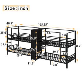Twin Size Quadruple Metal Bunk Bed With Built-in Storage Shelves & Wardrobe 23 Twin Size Quadruple Metal Bunk Bed With Built-in Storage Shelves & Wardrobe