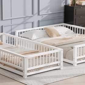 Twin XL over Queen Floor Bunk Bed Frame with Ladder and Safety Guardrails 31 Twin XL over Queen Floor Bunk Bed Frame with Ladder and Safety Guardrails