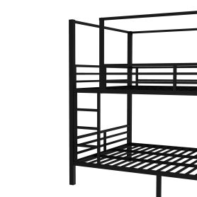 Queen Size Quadruple Metal Bunk Bed With Built-in Storage Shelves & Wardrobe