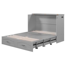 Full Size Wall Bed with drawer and a set of Sockets & USB Ports, Pulley Structure Design 40 Full Size Wall Bed with drawer and a set of Sockets & USB Ports, Pulley Structure Design