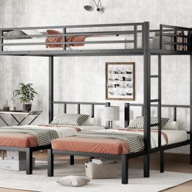 Twin XL over Twin & Twin Bunk Bed Metal Triple Bunk Bed 30 Twin XL over Twin & Twin Bunk Bed Metal Triple Bunk Bed