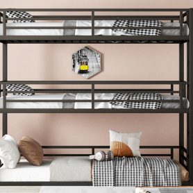 Metal Twin XL Over Twin XL Over Twin XL Bunk Bed With Safety Guardrails