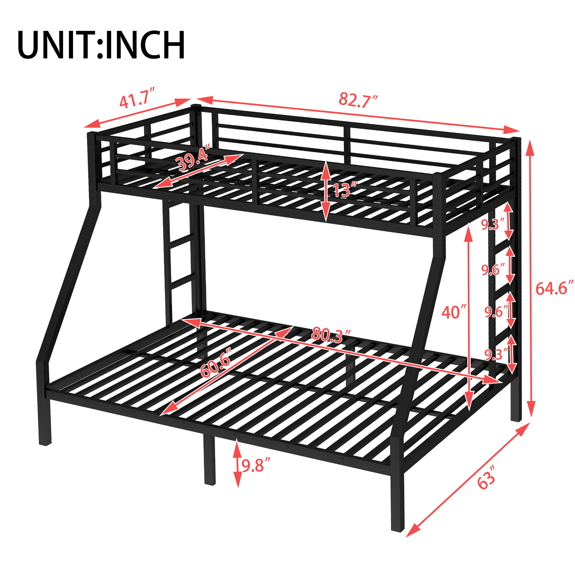 Metal Twin XL over Queen Bunk Bed for Teens and Adults, Black 5 Metal Twin XL over Queen Bunk Bed for Teens and Adults, Black