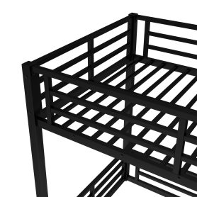 Metal Twin Xl Over Twin Xl Floor Bunk Bed Frame For Kids, Teens, Adults