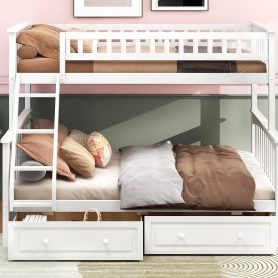 Twin Over Full Bunk Bed With Drawers, Convertible Beds