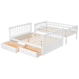 Twin Over Full Bunk Bed With Drawers, Convertible Beds