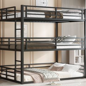 Metal Full Over Full Over Full Bunk Bed With Safety Guardrail 30 Metal Full Over Full Over Full Bunk Bed With Safety Guardrail