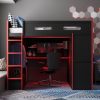 Full Size Wood Loft Bed with Desk,Wardrobe,Ample Storage Space,and RGB Light