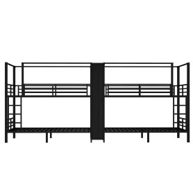 Twin Size Quadruple Metal Bunk Bed With Built-in Storage Shelves & Wardrobe 27 Twin Size Quadruple Metal Bunk Bed With Built-in Storage Shelves & Wardrobe