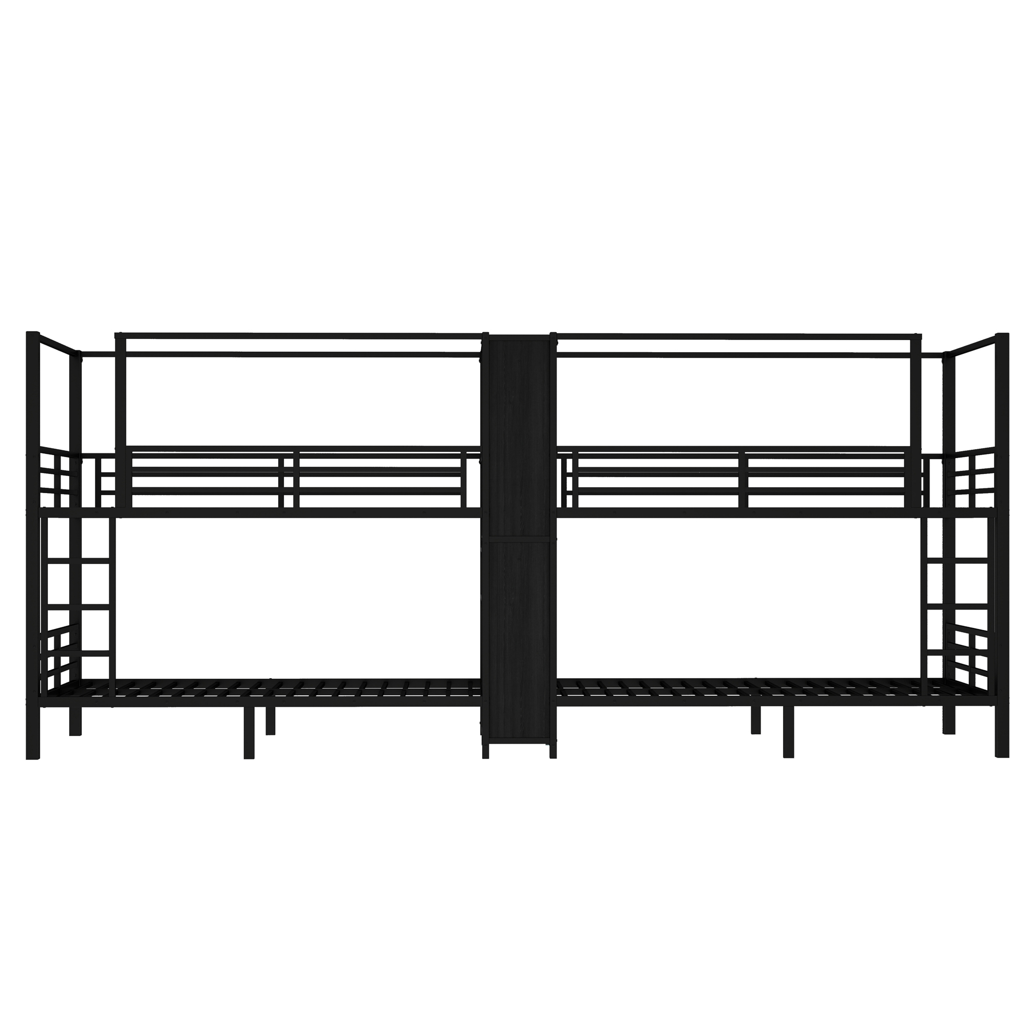 Twin Size Quadruple Metal Bunk Bed With Built-in Storage Shelves & Wardrobe 10 Twin Size Quadruple Metal Bunk Bed With Built-in Storage Shelves & Wardrobe