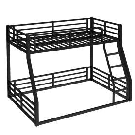 Metal Twin Over Full Floor Bunk Bed Frame For Kids, Teens, Adults