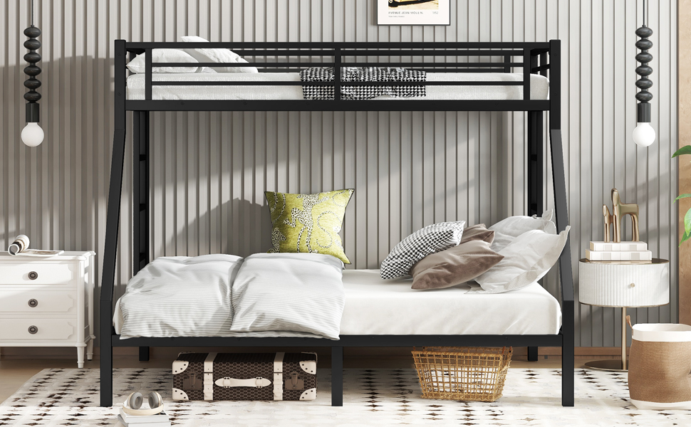 Metal Twin XL over Queen Bunk Bed for Teens and Adults, Black 15 Metal Twin XL over Queen Bunk Bed for Teens and Adults, Black
