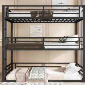 Metal Full Over Full Over Full Bunk Bed With Safety Guardrail 29 Metal Full Over Full Over Full Bunk Bed With Safety Guardrail