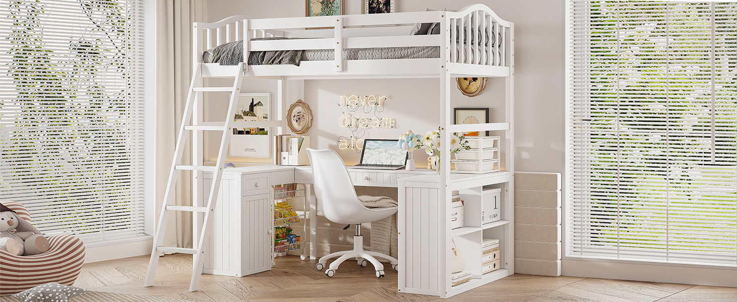 Wooden Twin Size Loft Bed With Drawers, Cabinet, Shelves And Desk 19 Wooden Twin Size Loft Bed With Drawers, Cabinet, Shelves And Desk