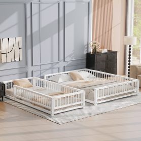 Twin XL over Queen Floor Bunk Bed Frame with Ladder and Safety Guardrails 19 Twin XL over Queen Floor Bunk Bed Frame with Ladder and Safety Guardrails