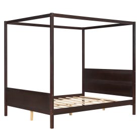 Queen Size Canopy Bed with Headboard and Footboard, Slat Support Leg