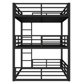 Metal Full Over Full Over Full Bunk Bed With Safety Guardrail 25 Metal Full Over Full Over Full Bunk Bed With Safety Guardrail