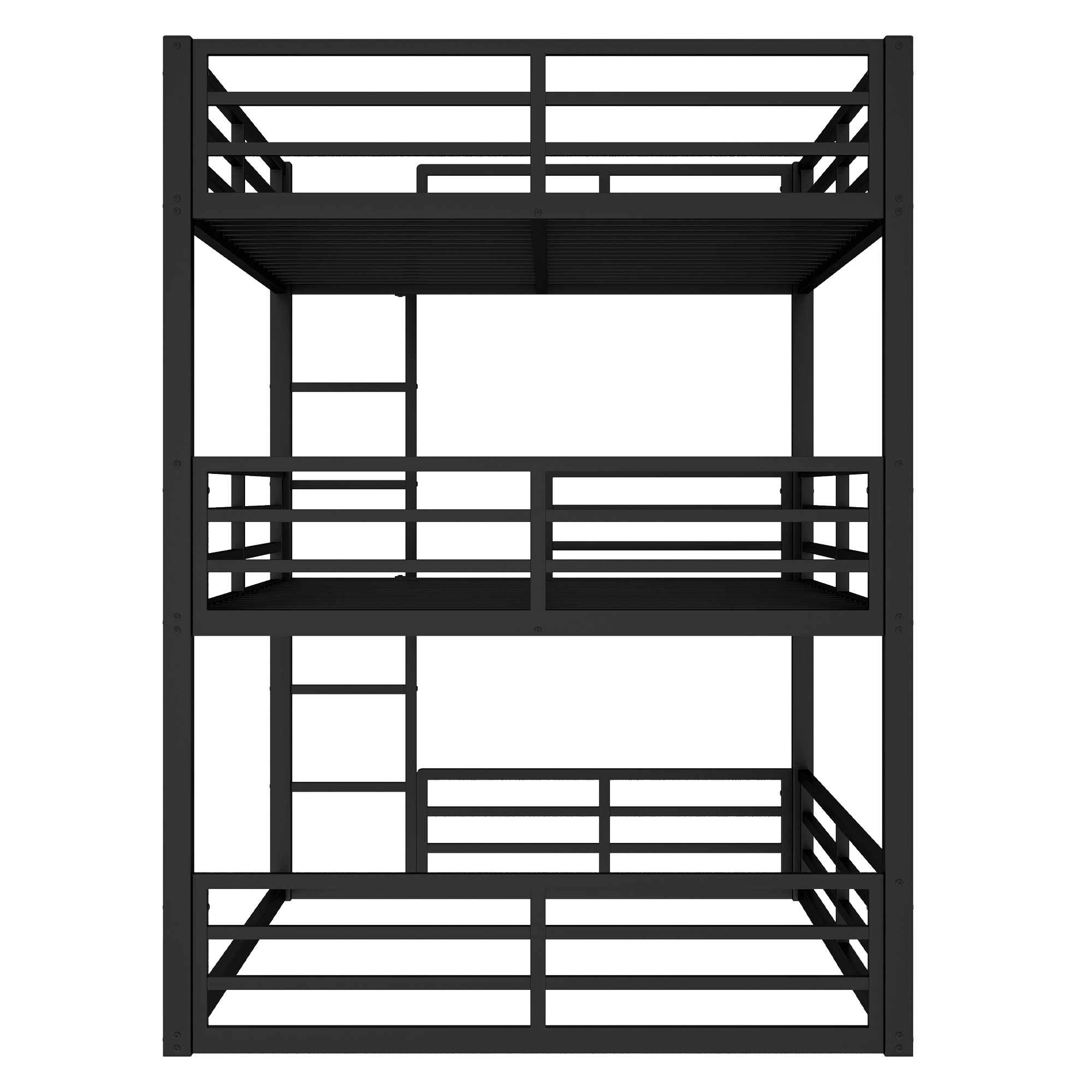 Metal Full Over Full Over Full Bunk Bed With Safety Guardrail 11 Metal Full Over Full Over Full Bunk Bed With Safety Guardrail