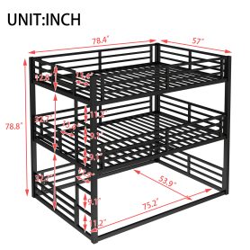 Metal Full Over Full Over Full Bunk Bed With Safety Guardrail 19 Metal Full Over Full Over Full Bunk Bed With Safety Guardrail