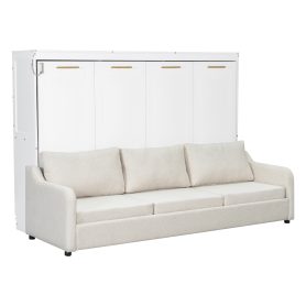 Full Size Murphy Cabinet Bed with Folding Sofa,Built-in Storage Shelves and LED Light 34 Full Size Murphy Cabinet Bed with Folding Sofa,Built-in Storage Shelves and LED Light