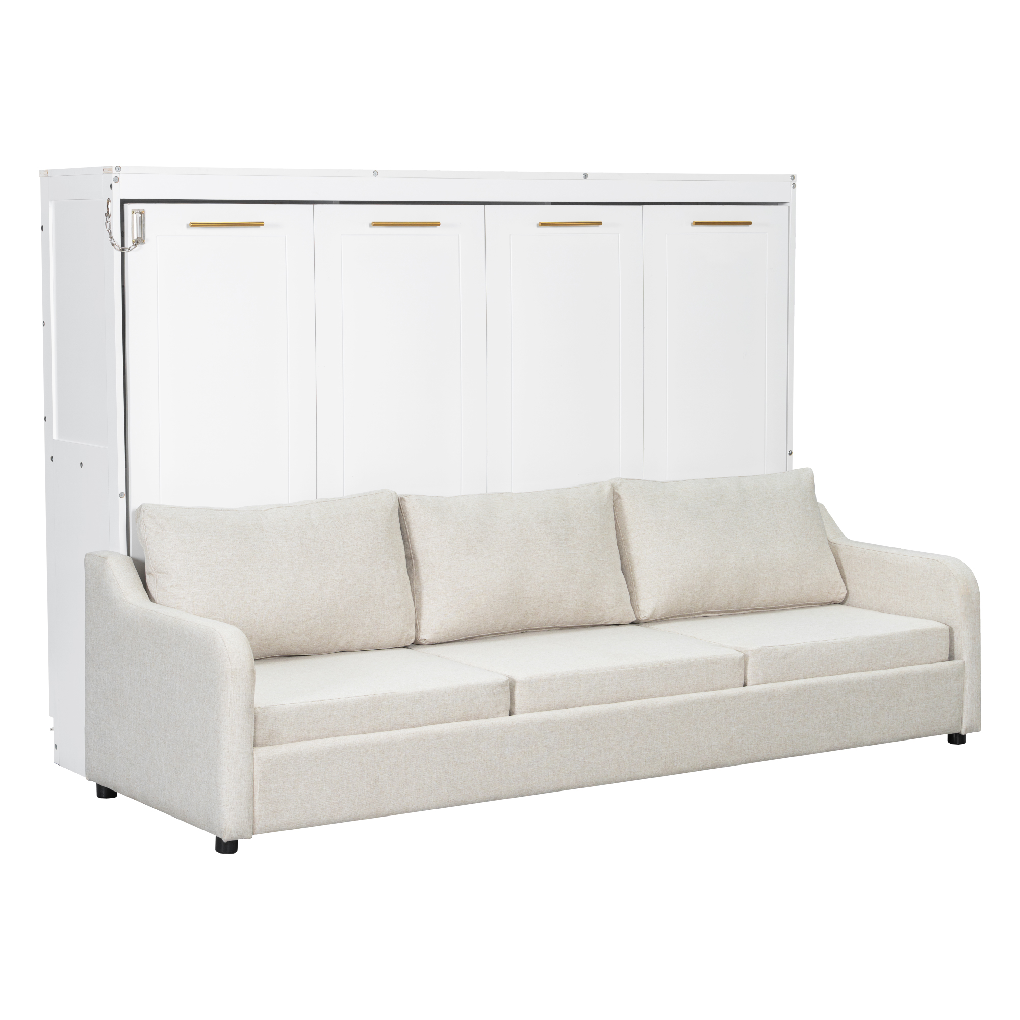 Full Size Murphy Cabinet Bed with Folding Sofa,Built-in Storage Shelves and LED Light 15 Full Size Murphy Cabinet Bed with Folding Sofa,Built-in Storage Shelves and LED Light