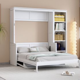 Full Size Murphy Bed With Desk And Bookshelf