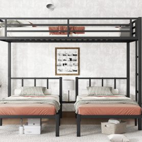 Twin XL over Twin & Twin Bunk Bed Metal Triple Bunk Bed 31 Twin XL over Twin & Twin Bunk Bed Metal Triple Bunk Bed