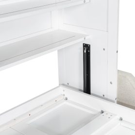 Queen Size Murphy Cabinet Bed with Folding Sofa,Built-in Storage Shelves and LED Light