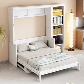 Full Size Murphy Bed With Desk And Bookshelf