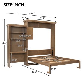 Queen Size Murphy Bed with Multiple Storage Shelves and Louvered Style Decoration