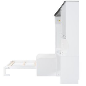 Multi-Functional Murphy Bed with Sofa, Desk, and Storage Cabinet, Queen Size