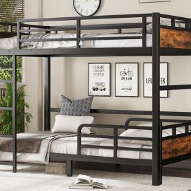 Twin XL Over Twin XL Metal Bunk Bed/Loft Bed/Platform Bed, with Raised Security Fence 34 Twin XL Over Twin XL Metal Bunk Bed/Loft Bed/Platform Bed, with Raised Security Fence