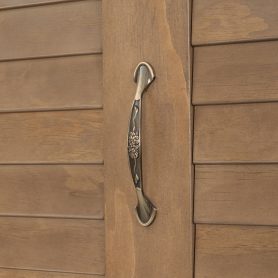 Queen Size Murphy Bed with Multiple Storage Shelves and Louvered Style Decoration