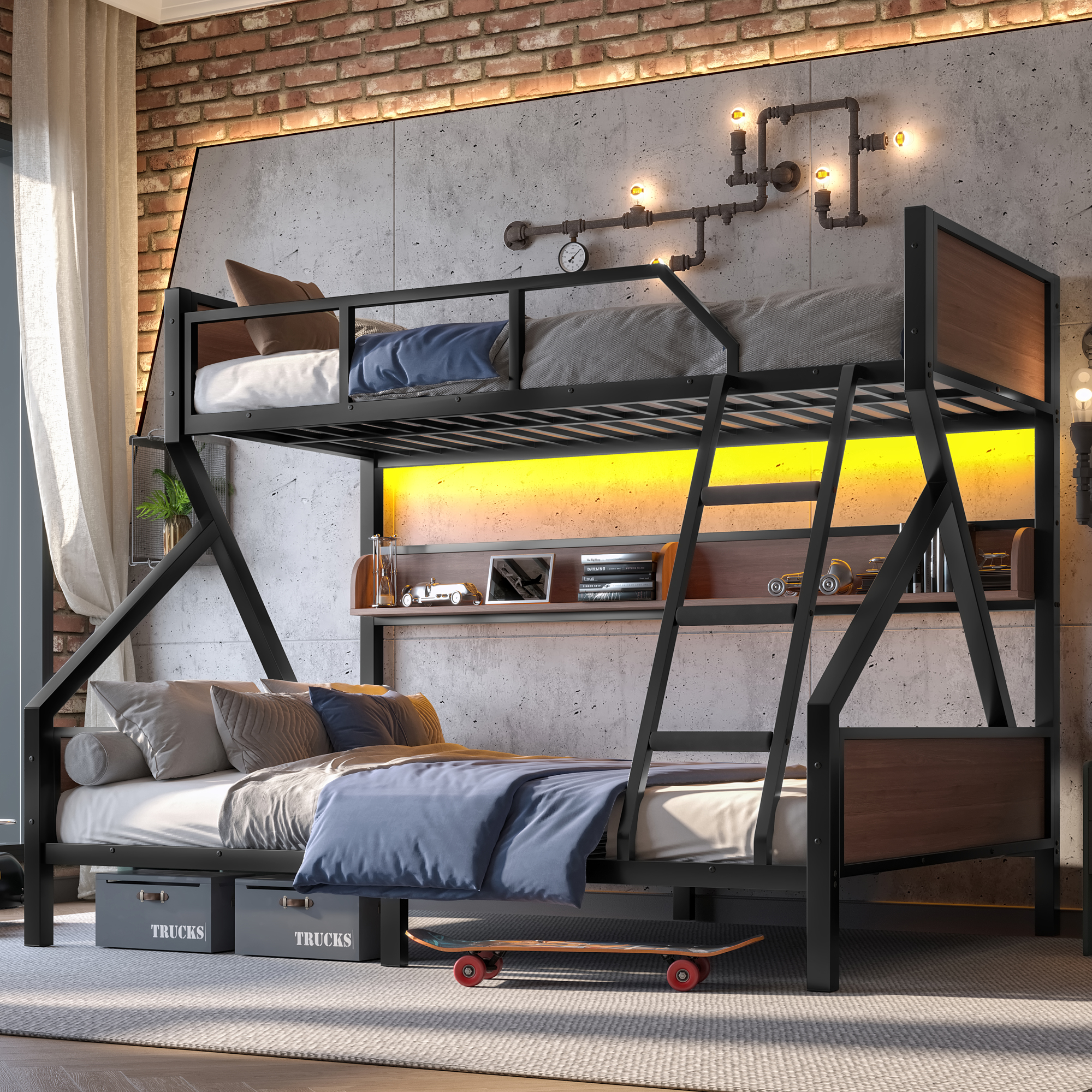 Assembly Instruction For W1580S00217 1 Metal Twin Xl Over Queen Bunk Bed With Storage Shelves And Lights