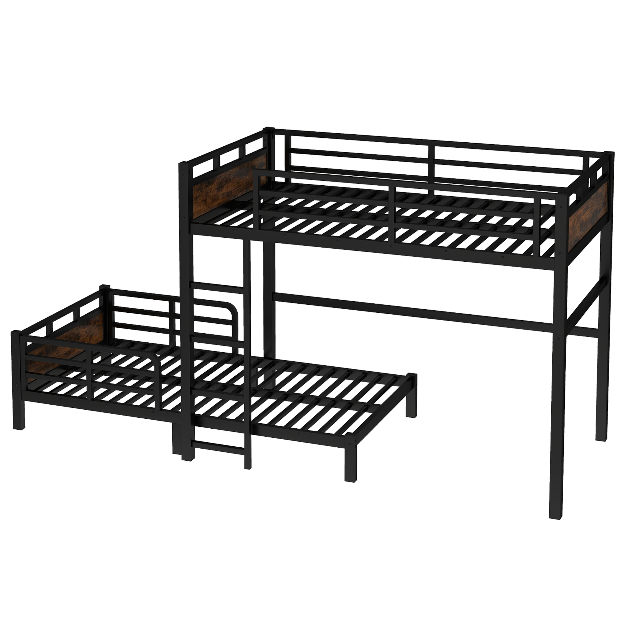 Twin XL Over Twin XL Metal Bunk Bed/Loft Bed/Platform Bed, with Raised Security Fence 9 Twin XL Over Twin XL Metal Bunk Bed/Loft Bed/Platform Bed, with Raised Security Fence