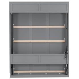 Queen Size Murphy Bed with Desk, LED Lights and USB Charging Station