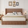 Wooden Platform Bed Frame With Lift Storage, King
